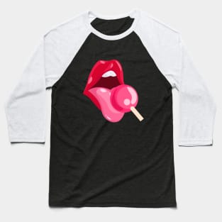 Red Lips Lollipop Baseball T-Shirt